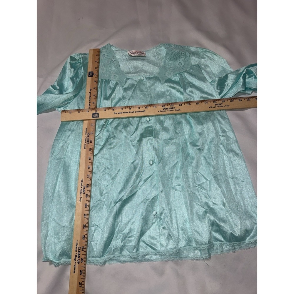 Vassarette vintage blue nylon lace sheer bed jacket robe Women's medium USA - Picture 5 of 5